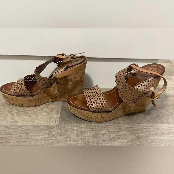 Tory Burch Wedges Sandals Platform Tan/Neutral - Picture 3 of 5